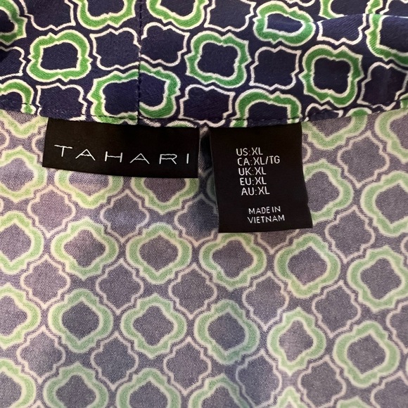 Tahari Geo Faux Wrap Blouse XL Boho Chic Top - Picture 4 of 7